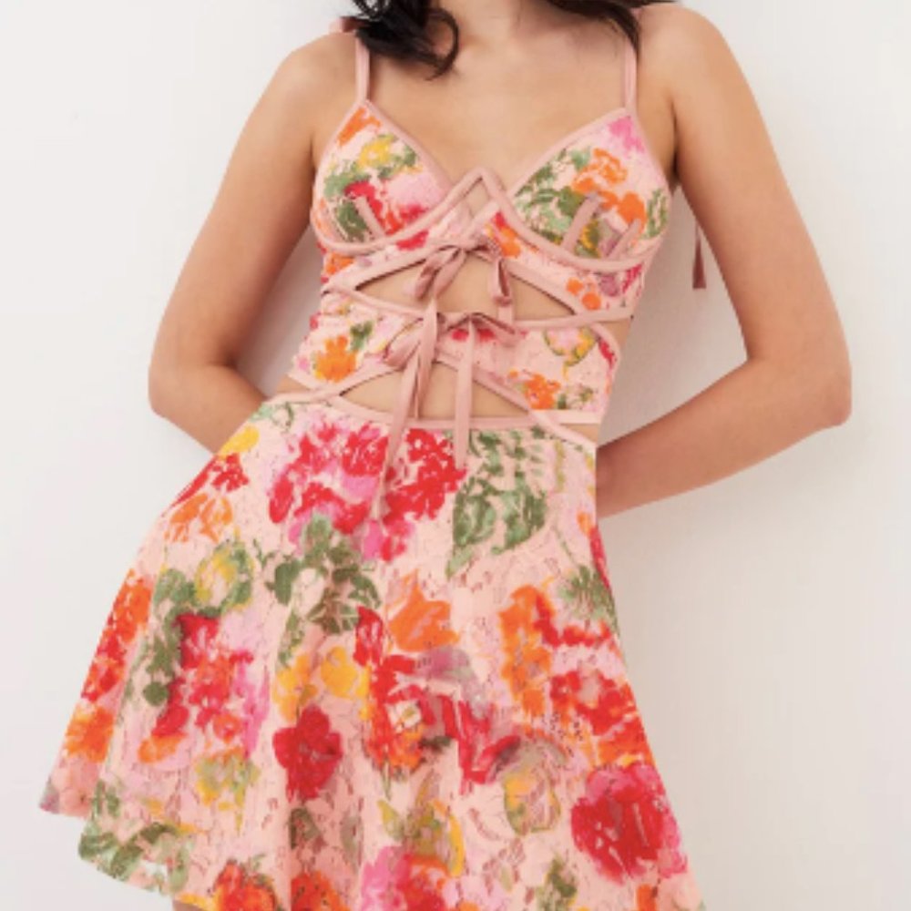 For Love and Lemons Dascha pink mini dress